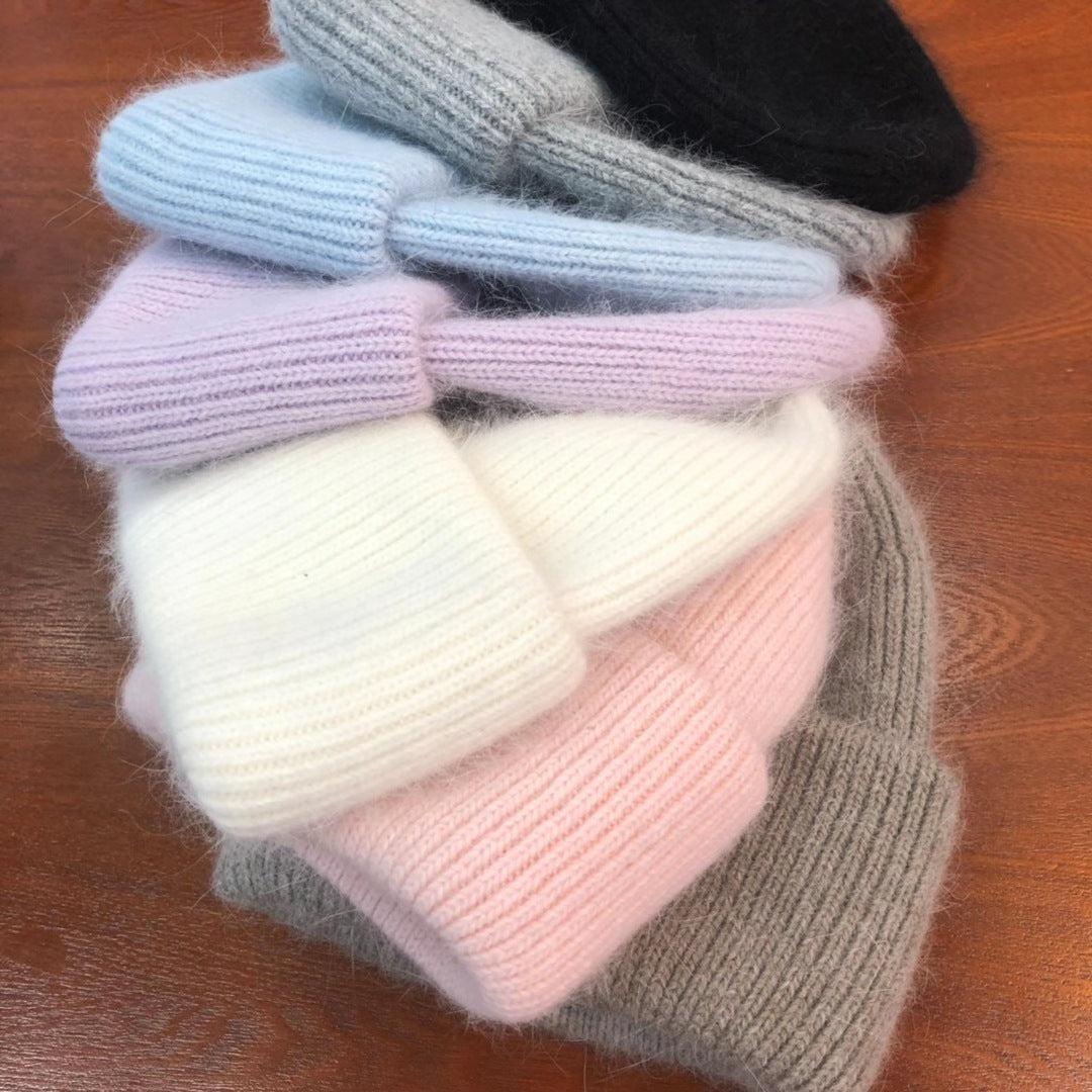 Wholesale Winter Rabbit Fur Knitted Warm Beanie